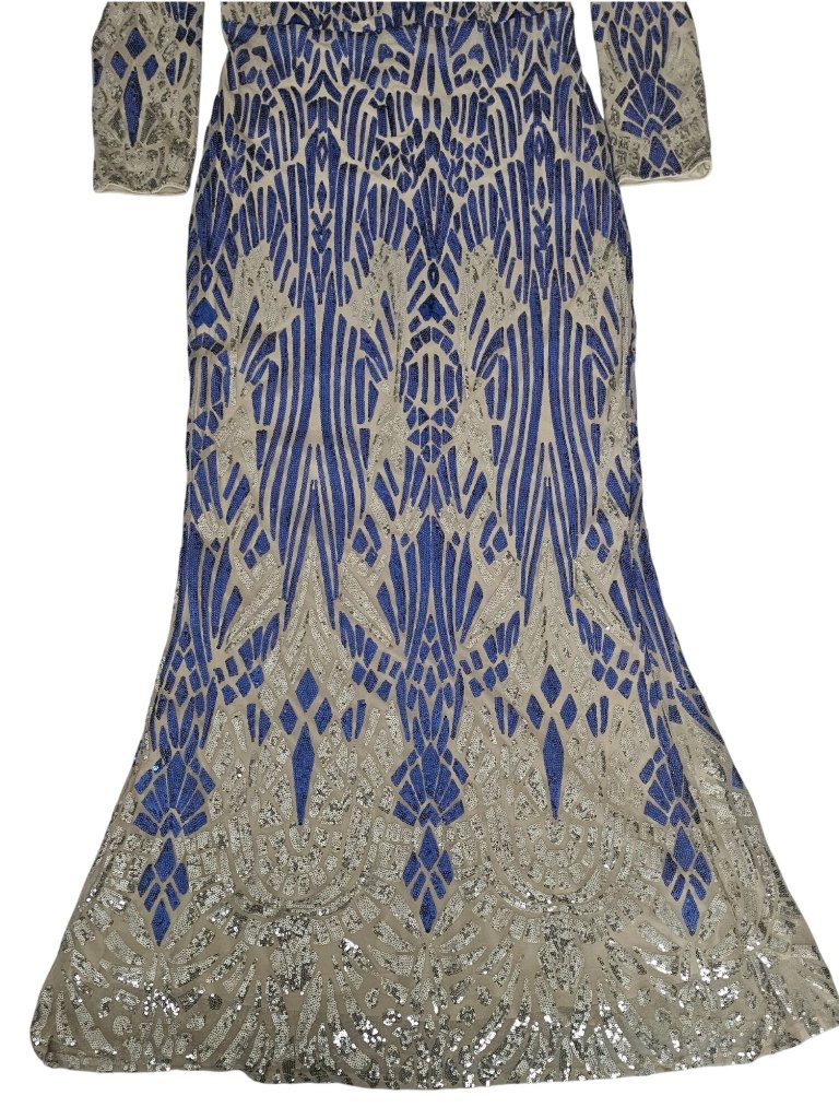 House Of Chic Curve + Plus Blue Sequined Long Sleeve Maxi Dress Size 2xl, Nwt — image 5 of 8